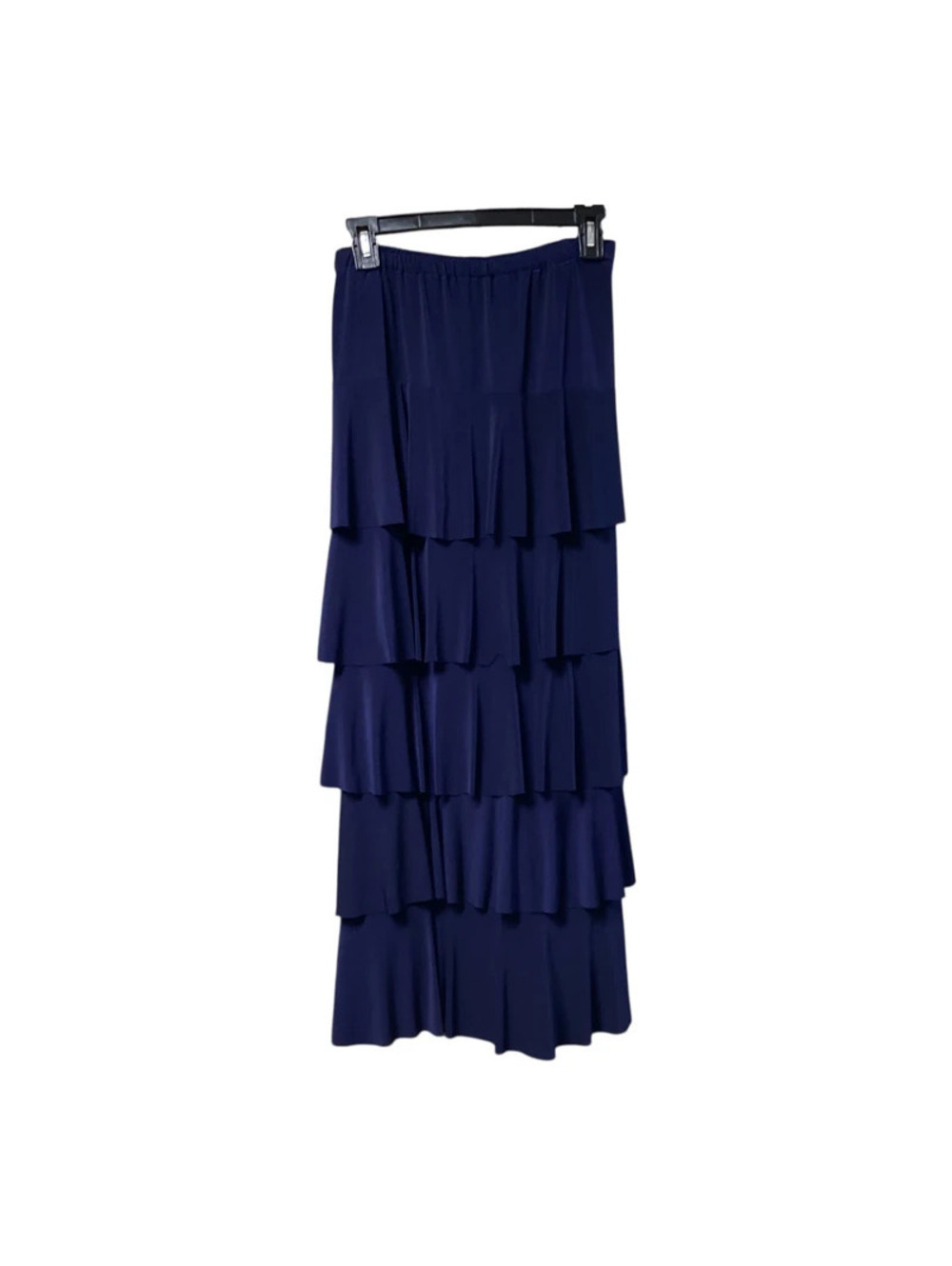 Women's Long Ruffled Tiered Skirt Solid Navy Blue Sz XL EUC